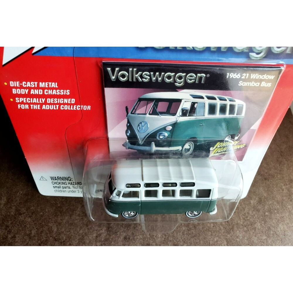 2002 Johnny Lightning VOLKSWAGEN VW 1966 21 WINDOW SAMBA BUS GREEN 1:64 5 Spoke - Picture 9 of 16